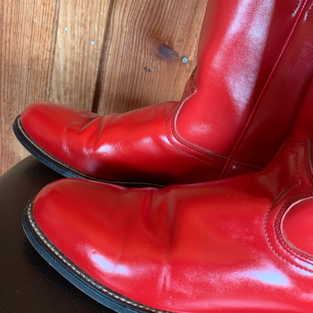 Vintage Justin Roper Red Leather Classic Boots Women’s Size 9B - Picture 2 of 14